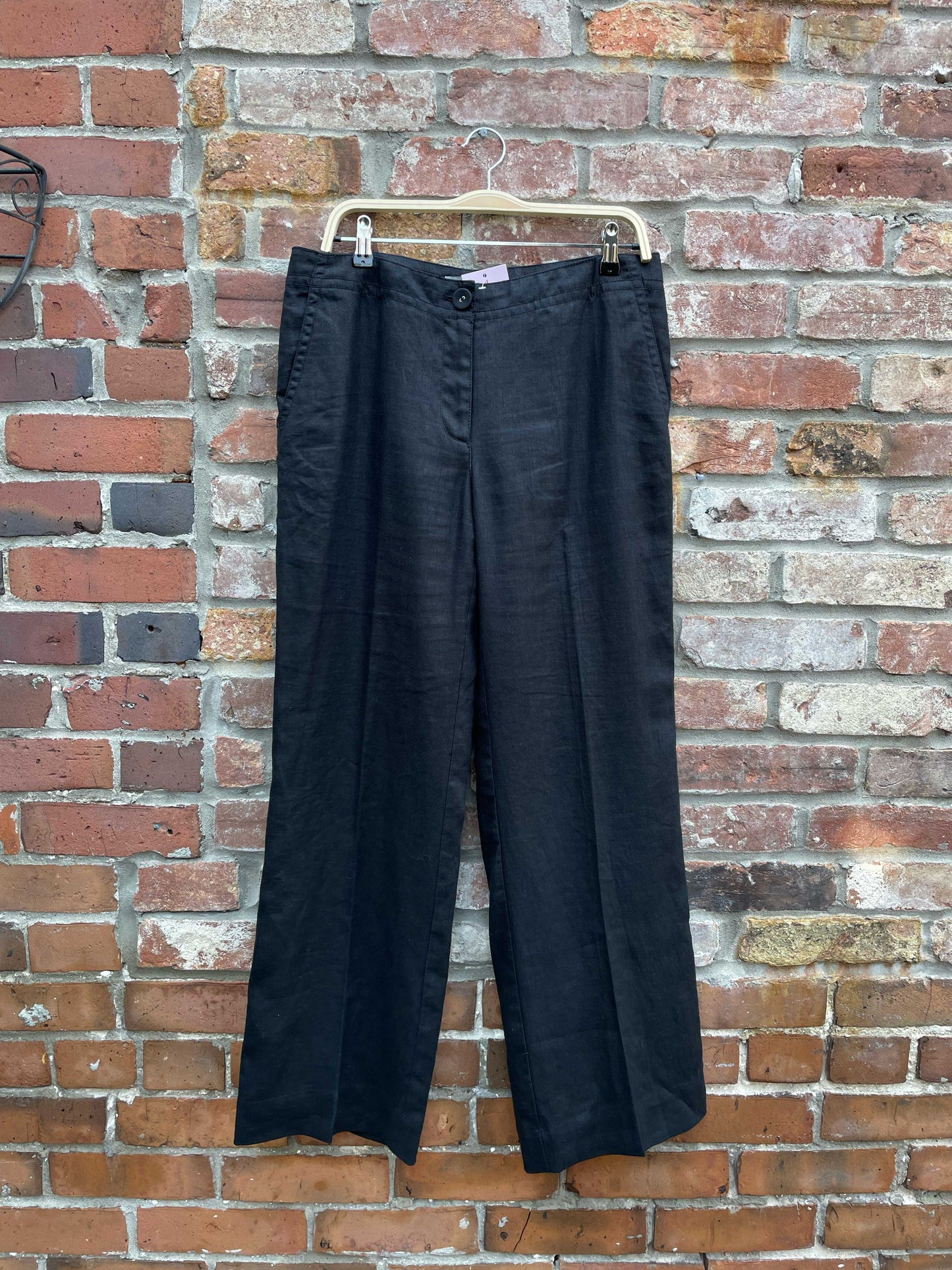 liz claiborne sloane 100% linen wide leg trouser