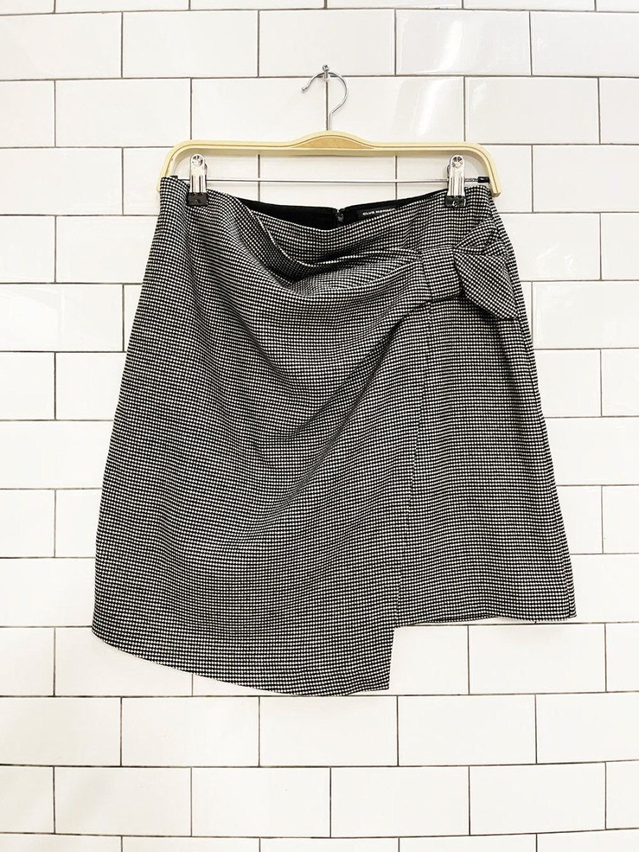 club monaco bow wrap houndstooth mini skirt - good market thrift store