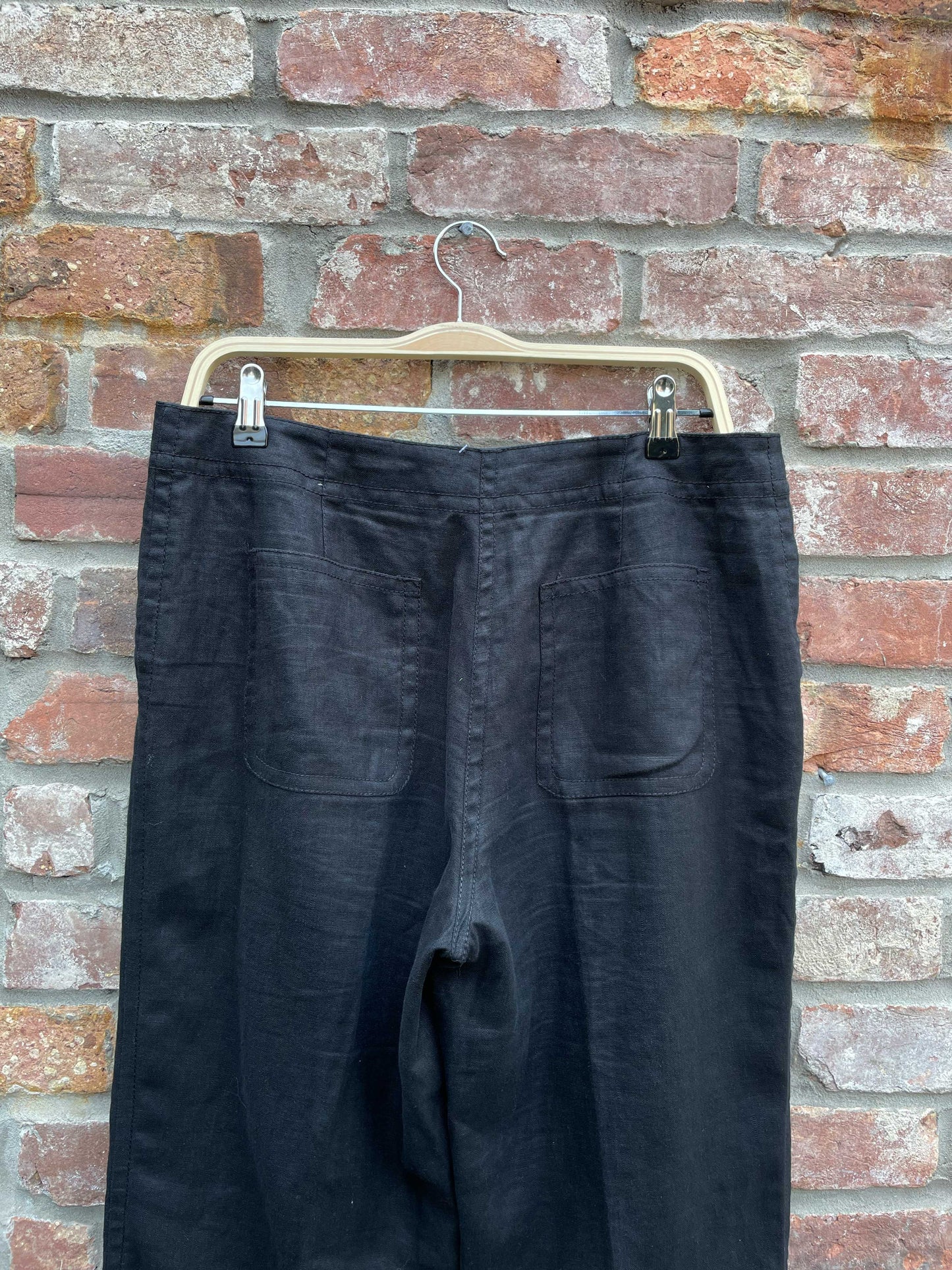 liz claiborne sloane 100% linen wide leg trouser