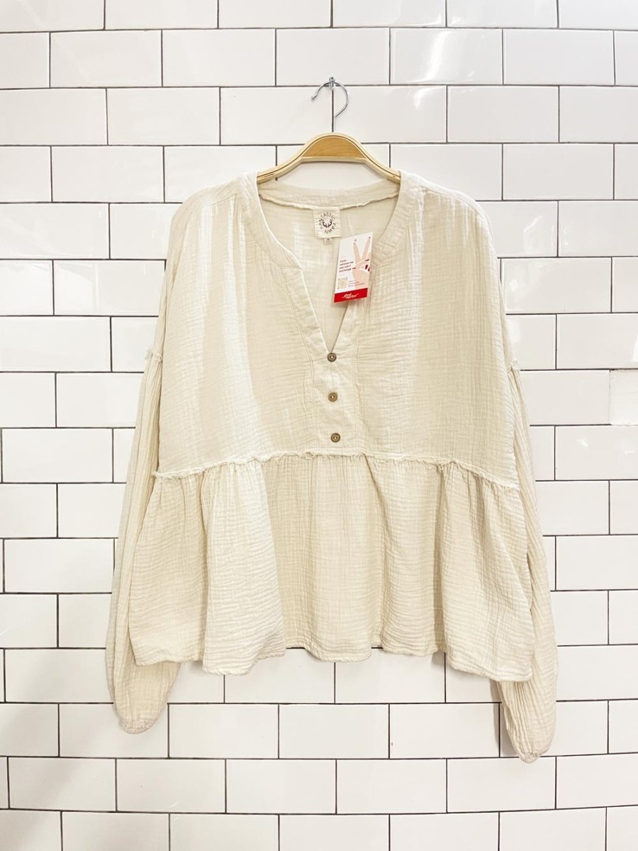 fantastic fawn gauze cotton peplum top - good market thrift store
