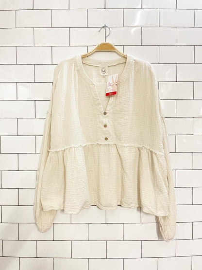 fantastic fawn gauze cotton peplum top - good market thrift store