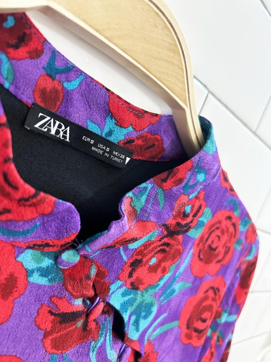 zara floral open back crop top with wrap around string - good market thrift store