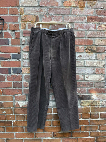 brioni cannes chunky cord pleated trouser