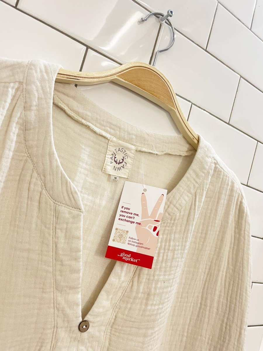 fantastic fawn gauze cotton peplum top - good market thrift store