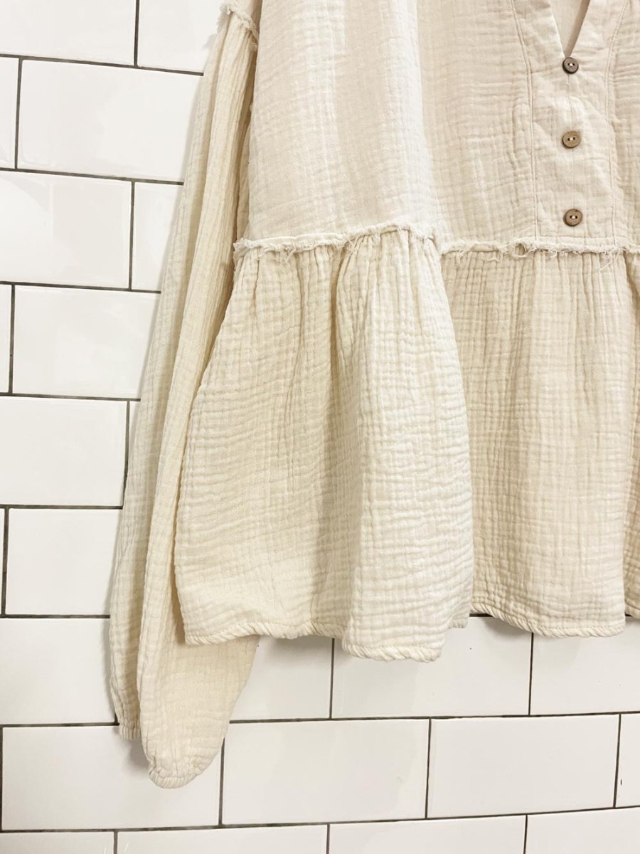 fantastic fawn gauze cotton peplum top - good market thrift store