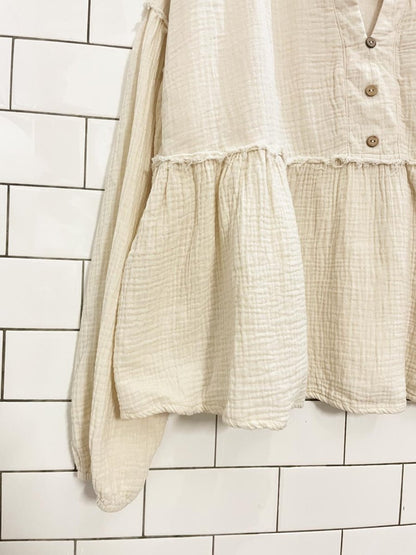 fantastic fawn gauze cotton peplum top - good market thrift store