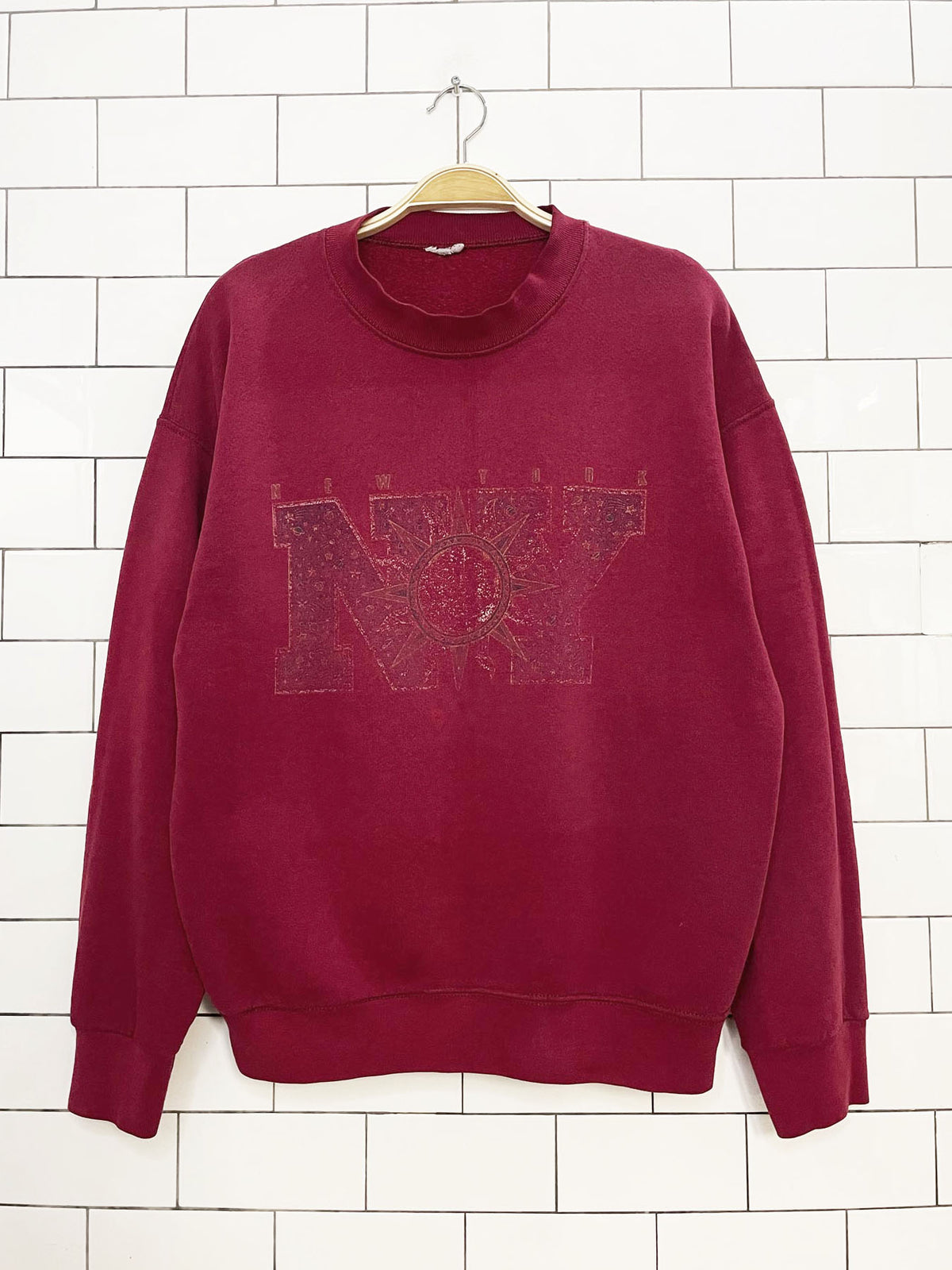 vintage 90s new york spellout faded sweatshirt