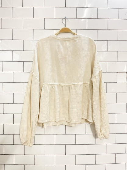 fantastic fawn gauze cotton peplum top - good market thrift store