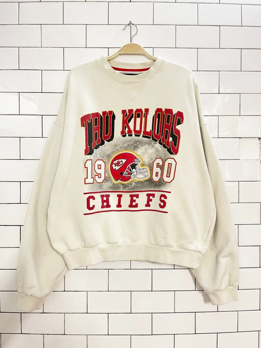tru kolors x kansas city chiefs arch oversized boxy sweatshirt - good market thrift store