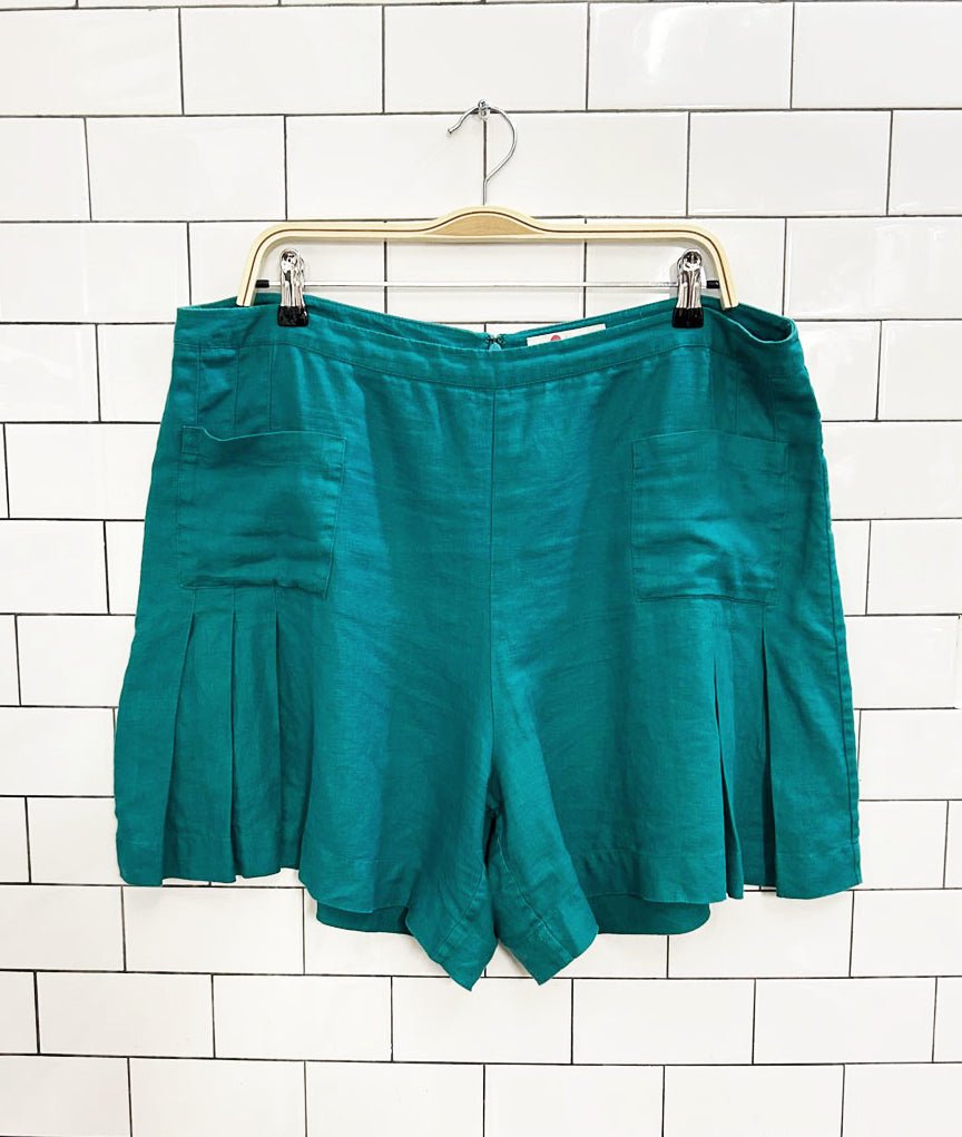boden zoe 100% linen pleated shorts | anthropologie - good market thrift store