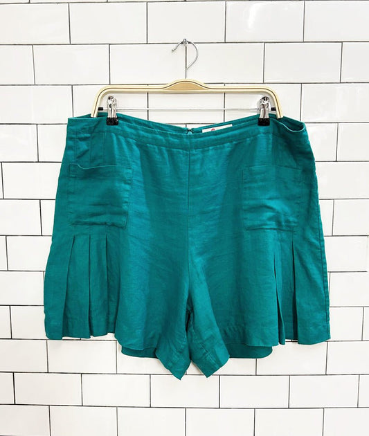 boden zoe 100% linen pleated shorts | anthropologie - good market thrift store