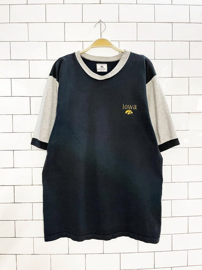 vintage 90s iowa hawkeyes two tone ringer tee | made in USA - good market thrift store