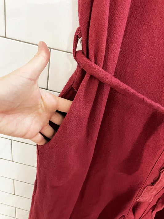 boho textured cotton belted 1/2 button wide leg jumpsuit - good market thrift store