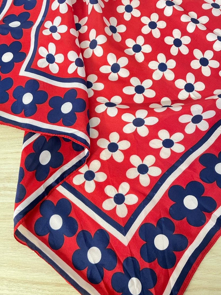 retro flowers square poly scarf - good market thrift store