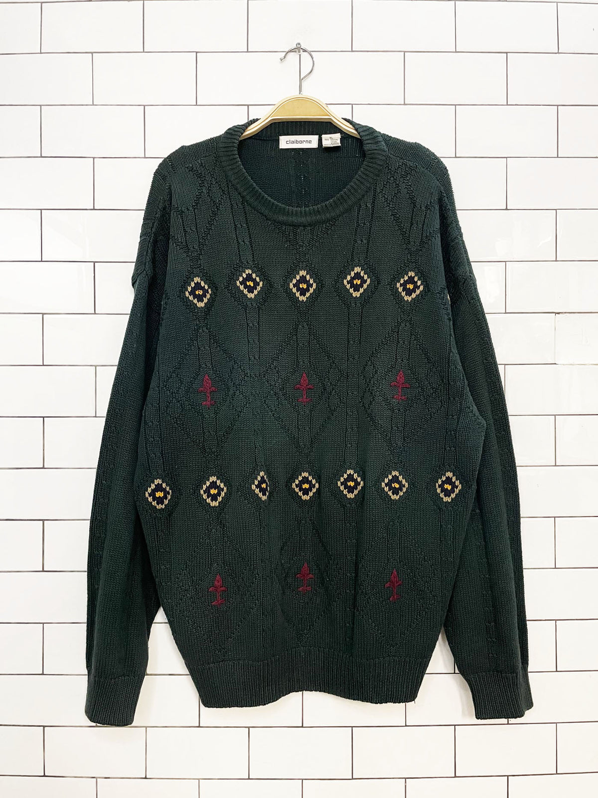 vintage claiborne argyle soft knit dad sweater | liz