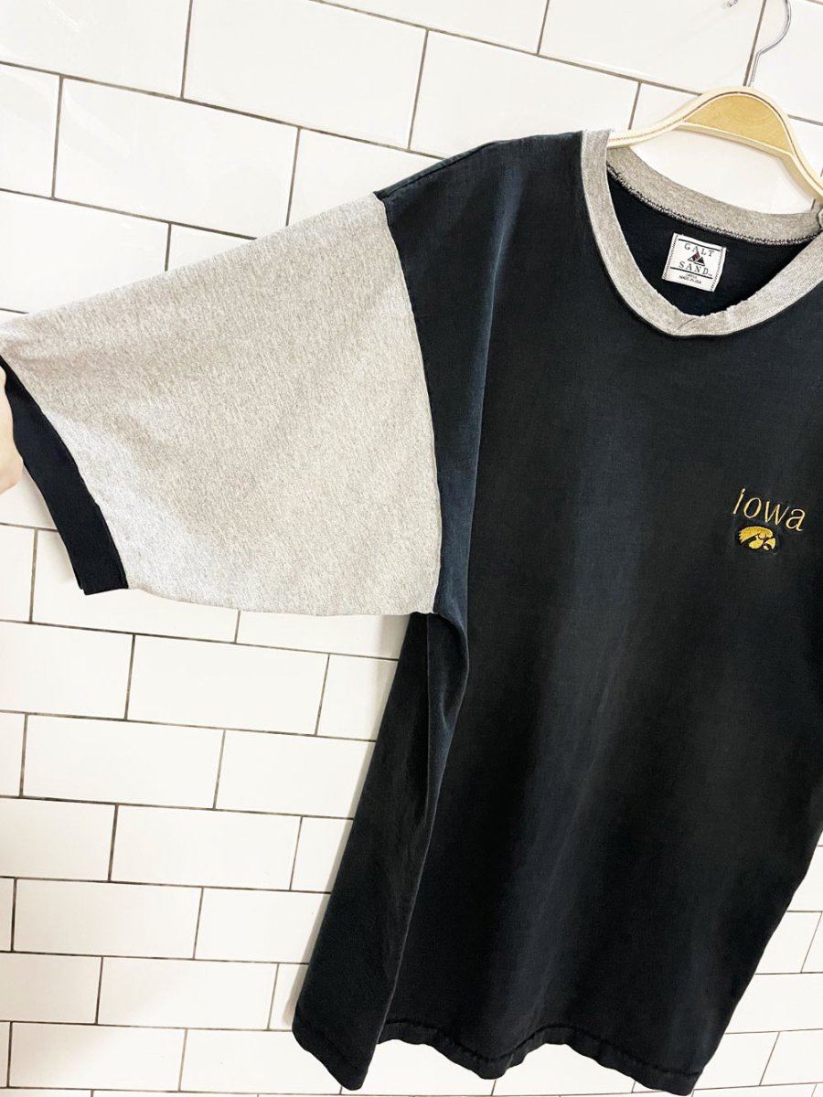 vintage 90s iowa hawkeyes two tone ringer tee | made in USA - good market thrift store