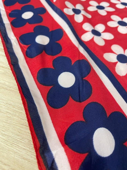 retro flowers square poly scarf - good market thrift store