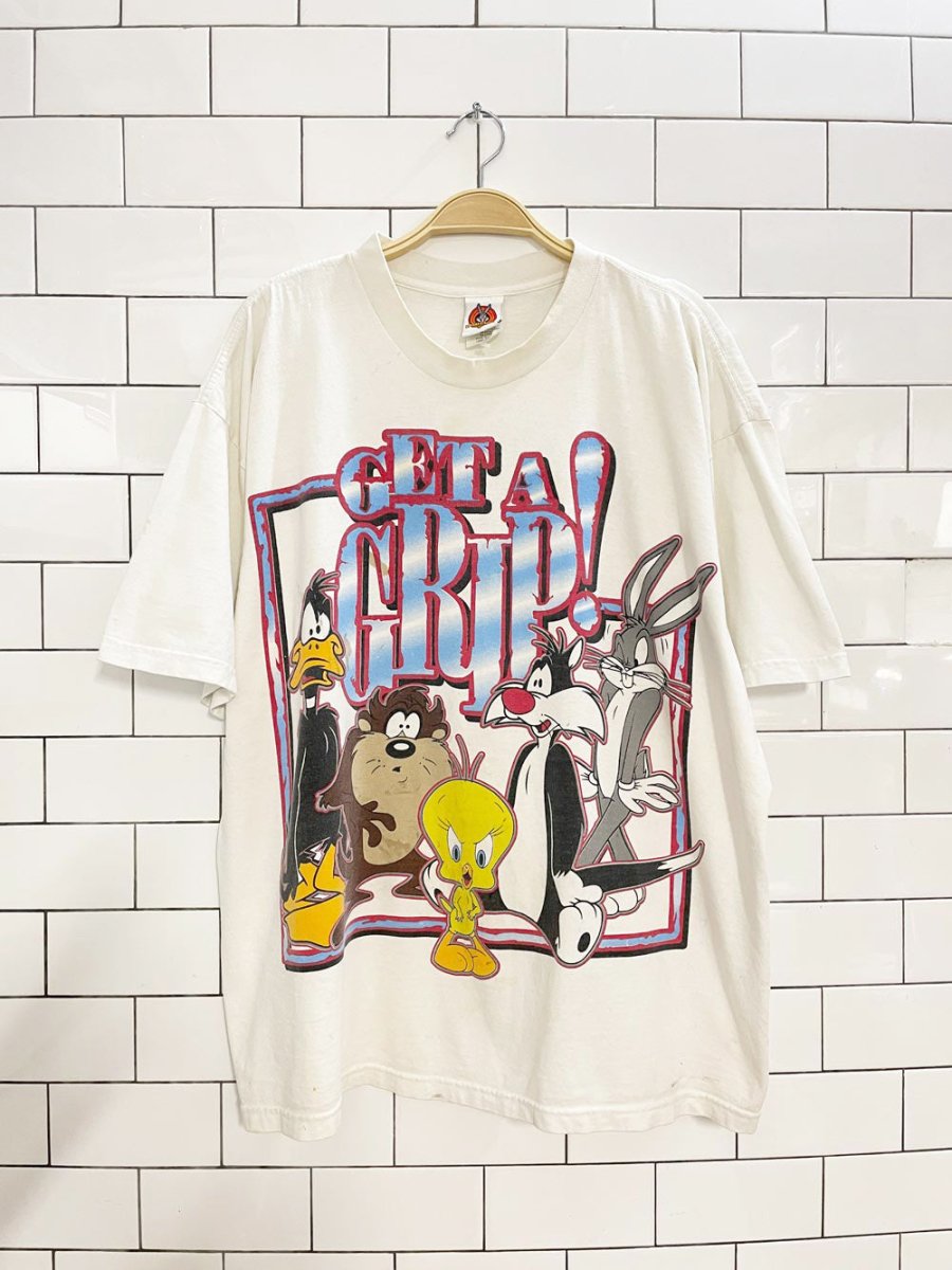 vintage 90s looney tunes get a grip graphic tee - good market thrift store