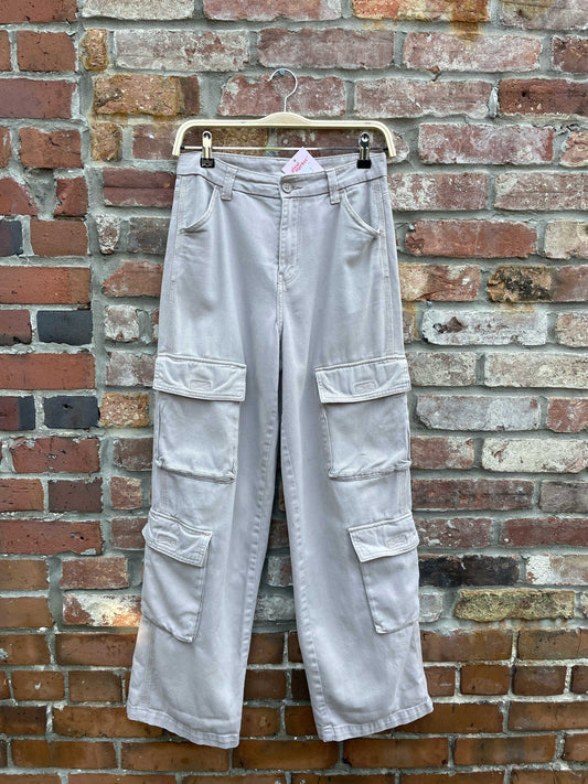 h&m loose fit double cargo wide leg pants