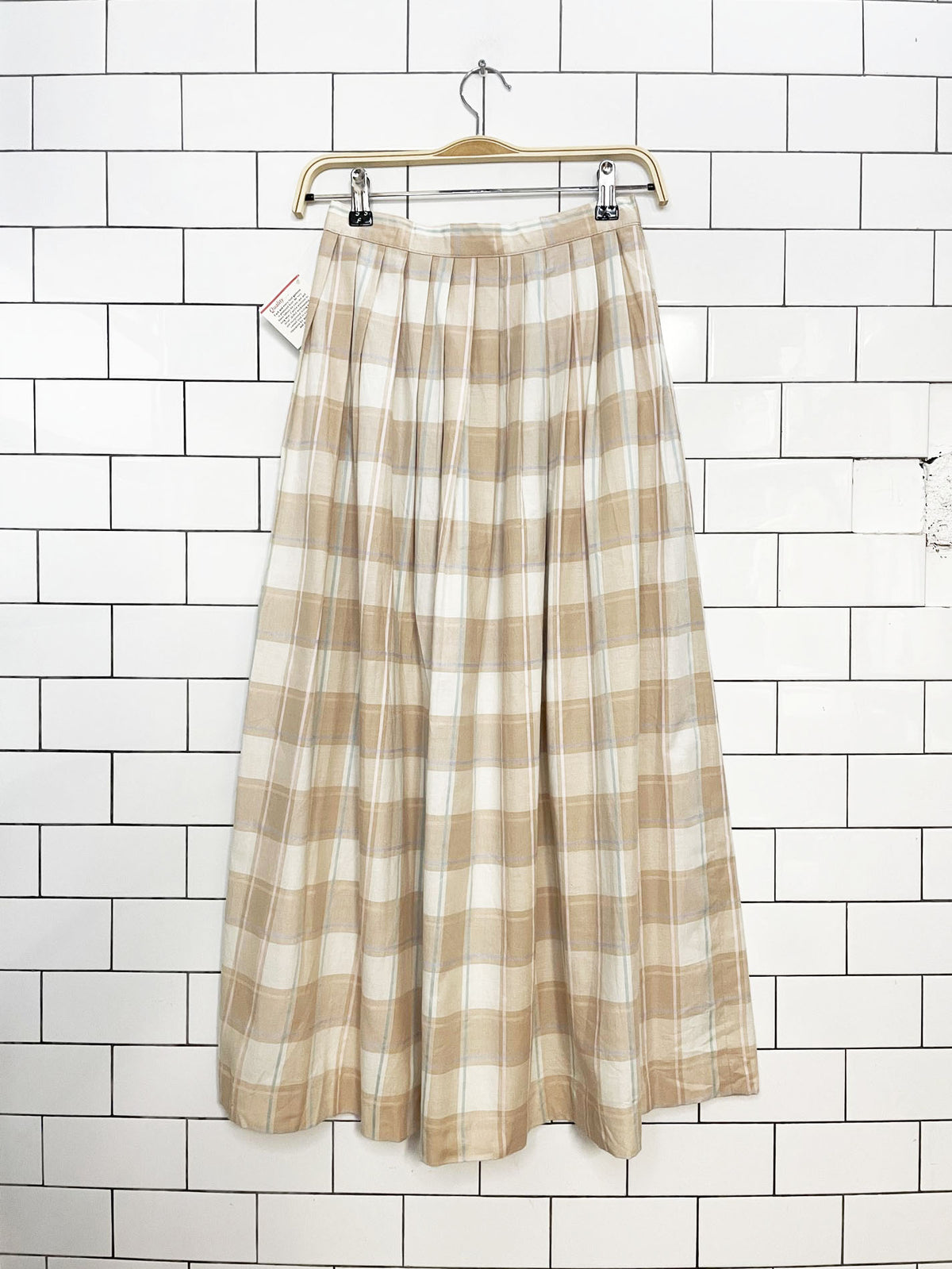 nwt vintage izod pleated plaid full button maxi skirt