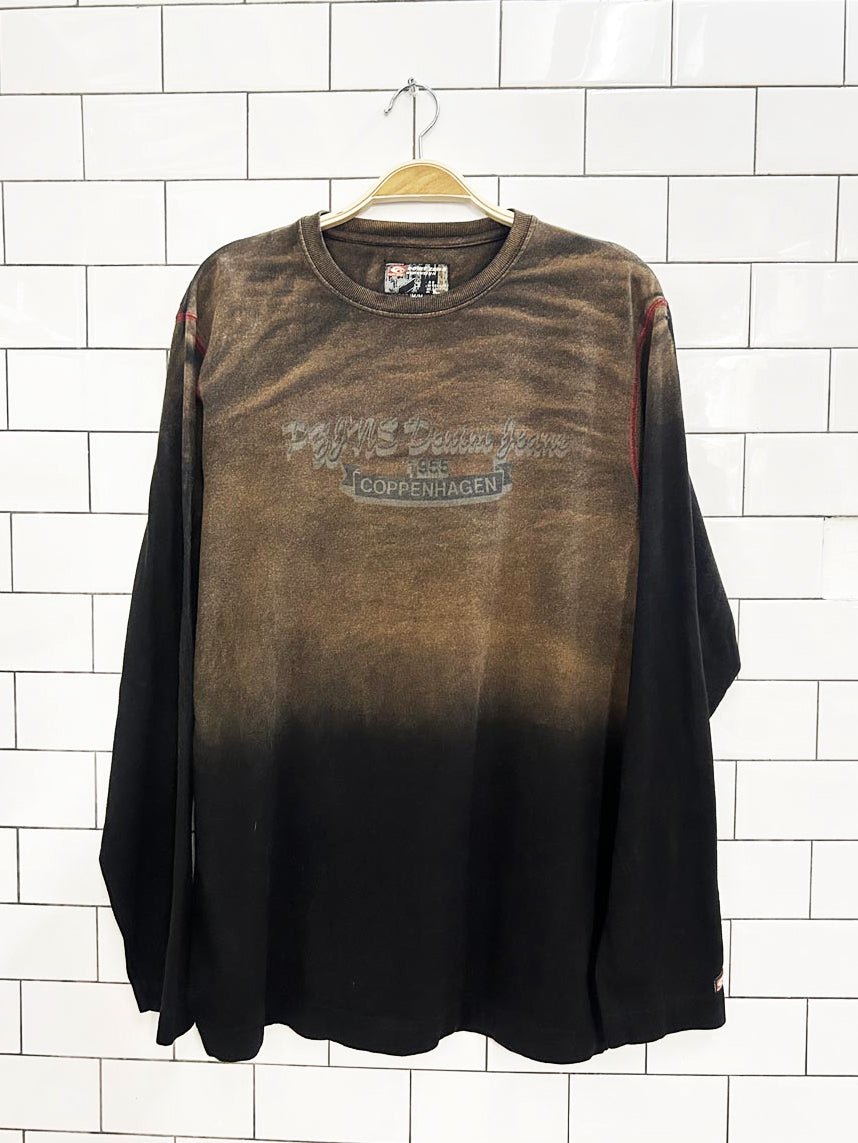 y2k point zero ombre dimension streetwear long sleeve tee - good market thrift store