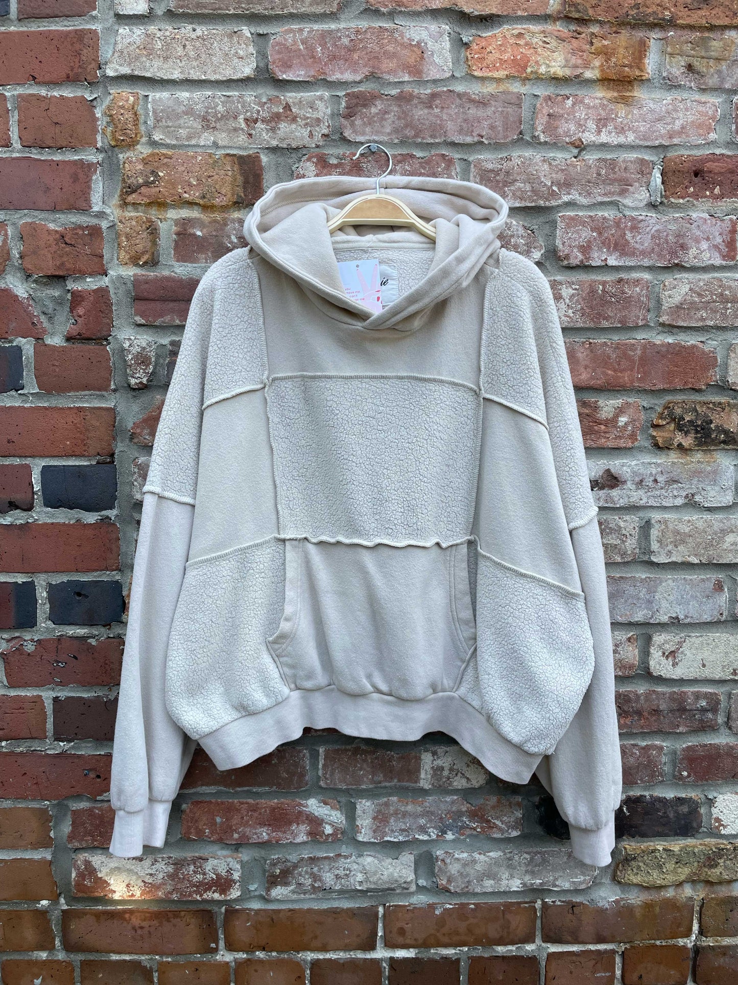 aerie oversized sherpa patchwork hoodie