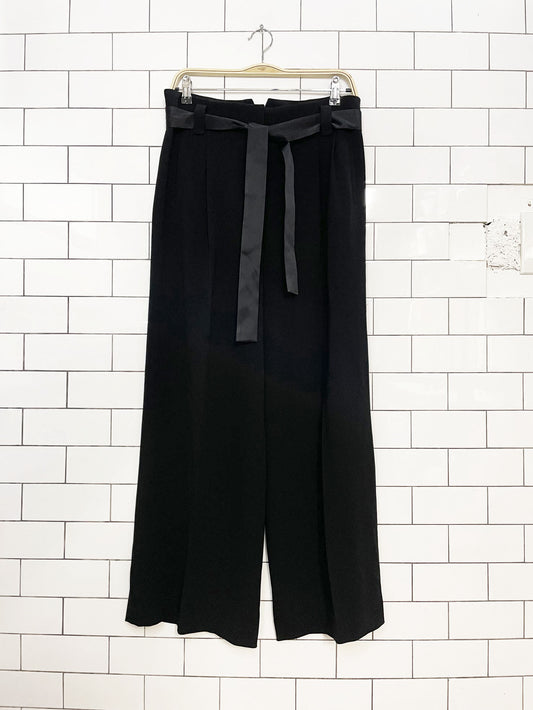 hugo boss pleated tie belt wide leg dress pant