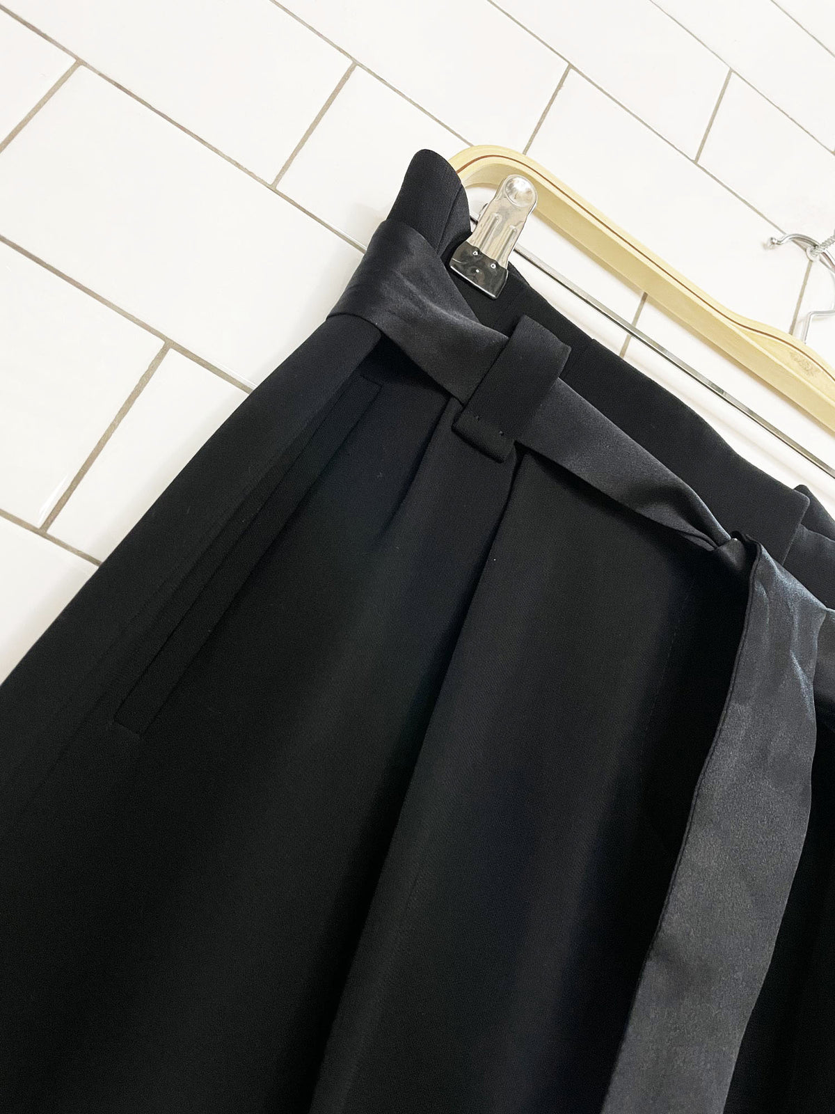 hugo boss pleated tie belt wide leg dress pant