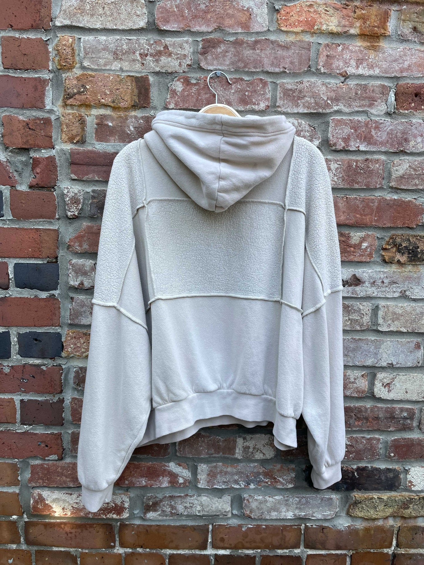 aerie oversized sherpa patchwork hoodie