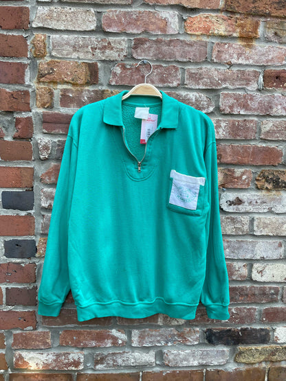vintage 90s 1/4 zip green sweatshirt