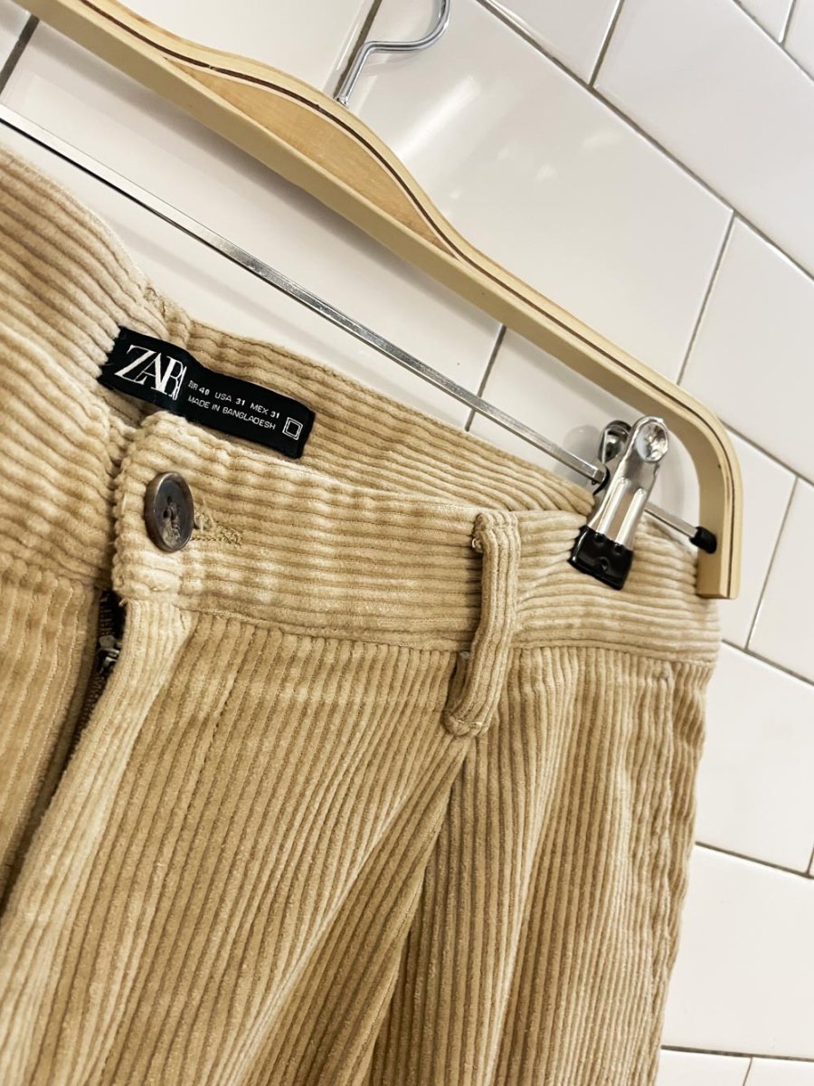 zara chunky cord pleated trouser - good market thrift store