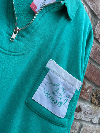 vintage 90s 1/4 zip green sweatshirt
