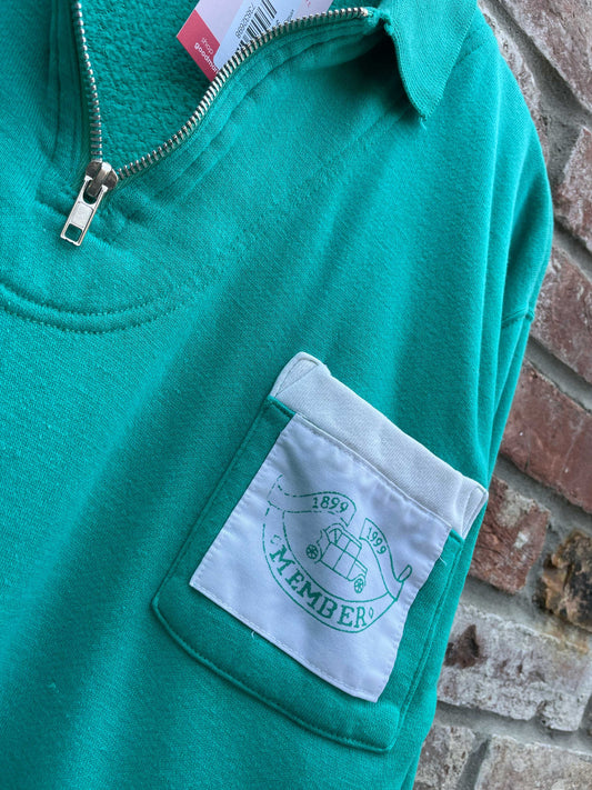 vintage 90s 1/4 zip green sweatshirt