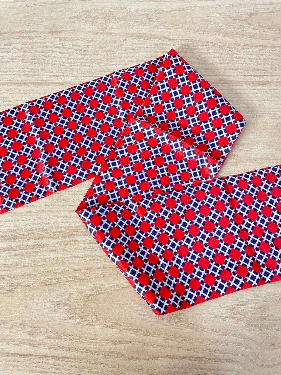 vintage 70s diamond satin neck scarf - good market thrift store