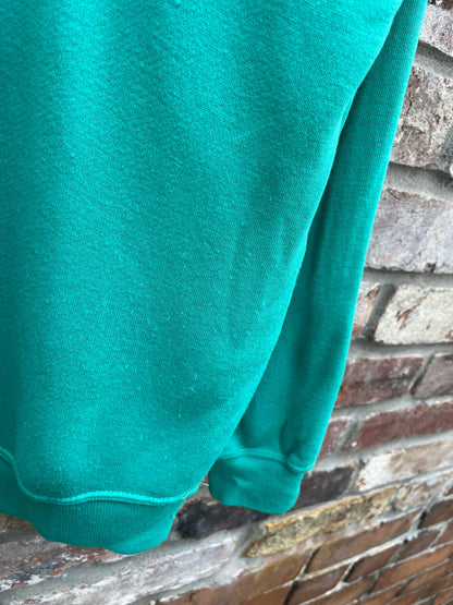 vintage 90s 1/4 zip green sweatshirt
