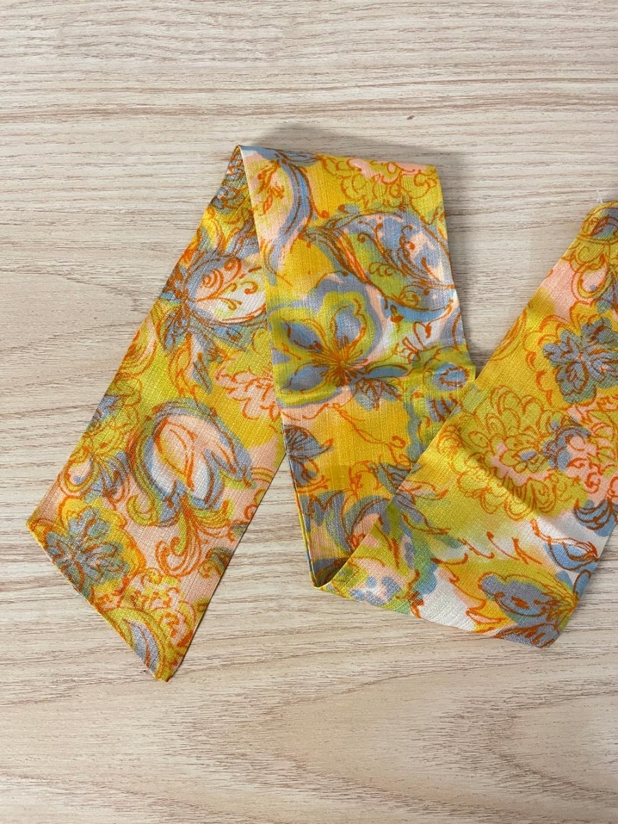 vintage 70s textured poly floral neck scarf - good market thrift store