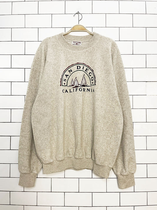 vintage san diego spell out reverse weave sweatshirt | made in USA | time square sportswear