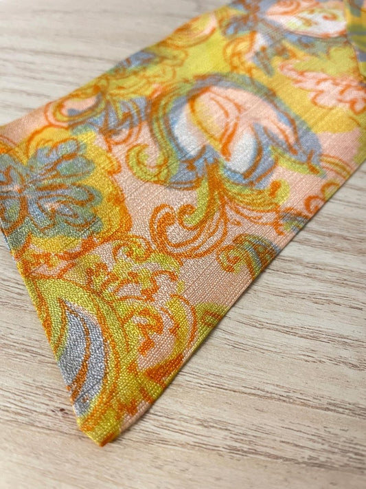 vintage 70s textured poly floral neck scarf - good market thrift store