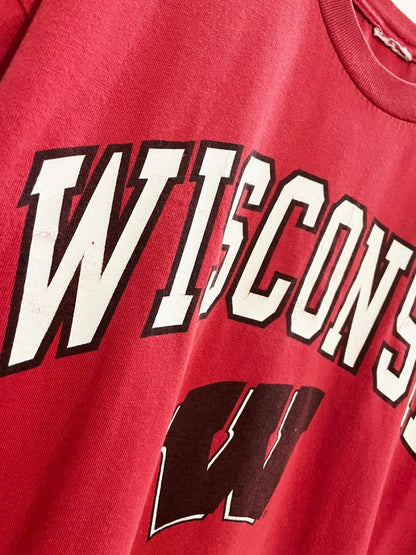 vintage 00s wisconsin colourblock sleeve cuff collegiate tee - good market thrift store