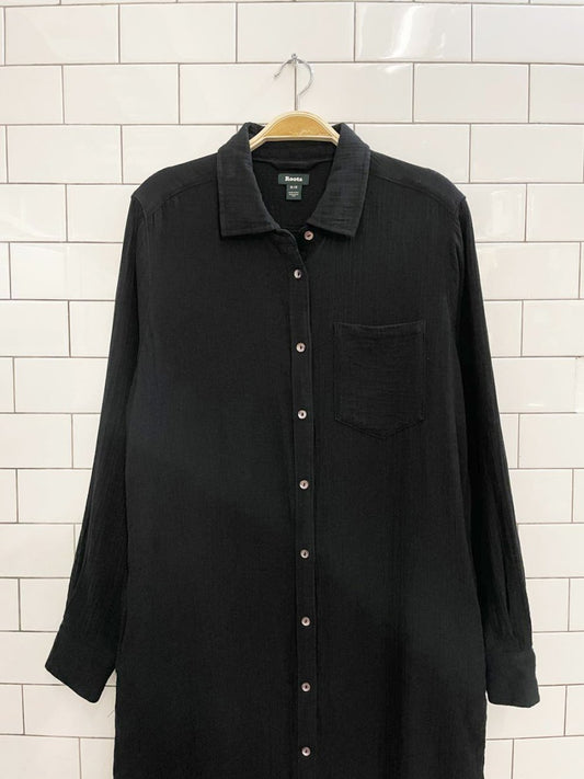 roots 2024 isla gauze cotton shirt maxi dress - good market thrift store