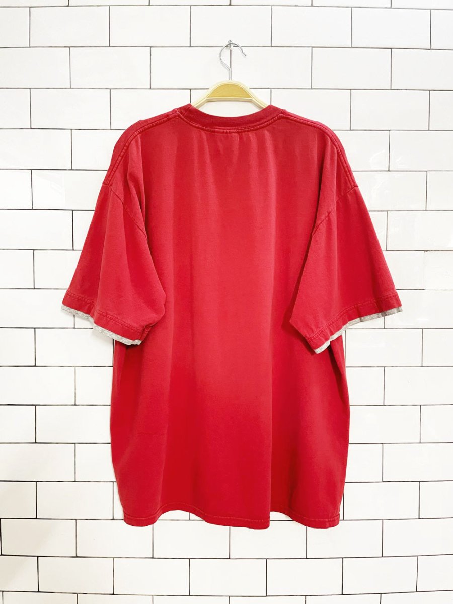 vintage 00s wisconsin colourblock sleeve cuff collegiate tee - good market thrift store