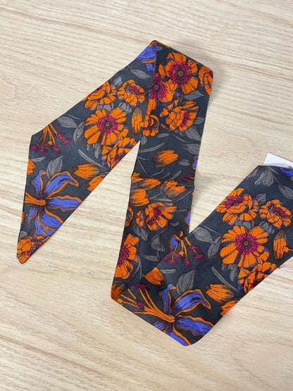 vintage 70s floral poly neck scarf - good market thrift store