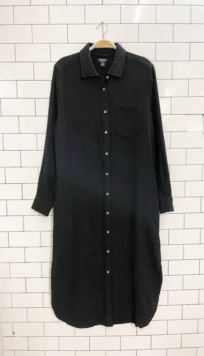 roots 2024 isla gauze cotton shirt maxi dress - good market thrift store