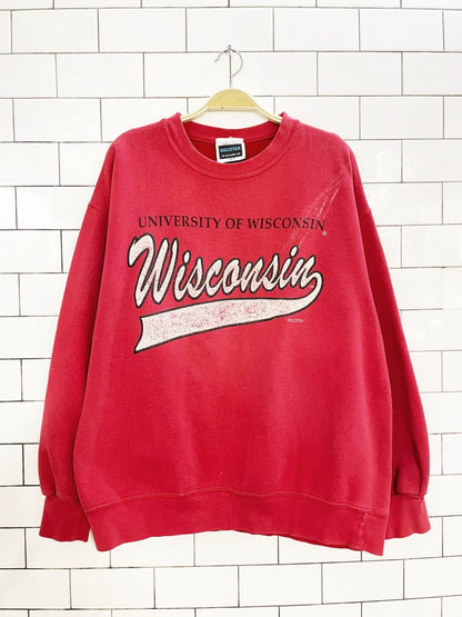 vintage 90s wisconsin varsity script sweatshirt | decotex | made in USA - good market thrift store