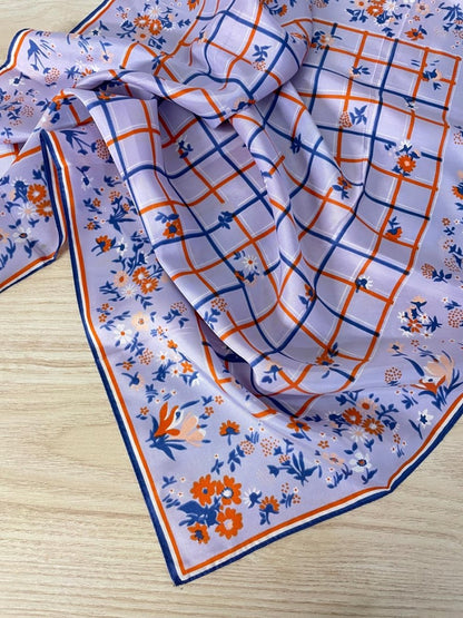 retro floral picnic poly square scarf - good market thrift store