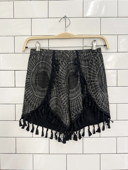 boho mandala fringe rayon lounge shorts - good market thrift store