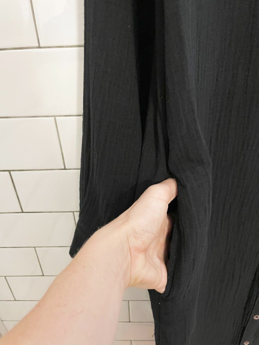 roots 2024 isla gauze cotton shirt maxi dress - good market thrift store