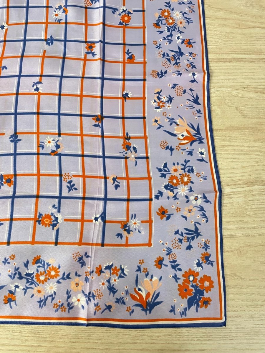 retro floral picnic poly square scarf - good market thrift store