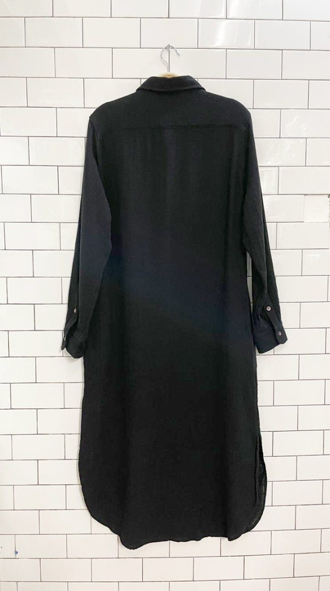 roots 2024 isla gauze cotton shirt maxi dress - good market thrift store