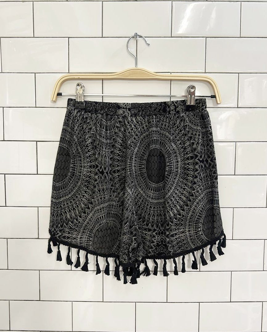 boho mandala fringe rayon lounge shorts - good market thrift store